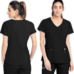 BARCO Greys Anatomy Signature London Scrub Top Black Stretch Plus Size 2XL NWT